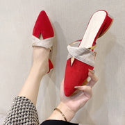 Fashionable Outer Wear Pointed Toe Simple Thick Heel Shoes