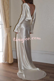 Pearl Eden Satin Back Open Cowl Neck Gown Maxi Dress