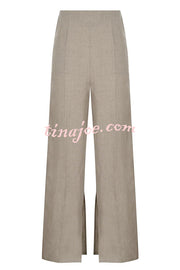 Solid Color Pocket Slit Loose Wide Leg Pants