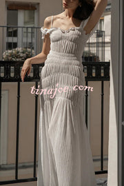 Solid Color Suspender Pleated Holiday Maxi Dress