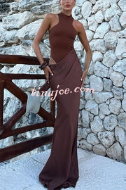 Sexy Sleeveless Slim Waist Hollow Out Maxi Dress