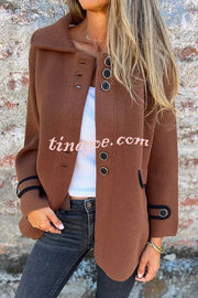 Solid Color Lapel Long Sleeve Button Loose Coat