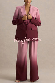 Enya Ombre Print Elastic Waist Pocketed Wide Leg Pants