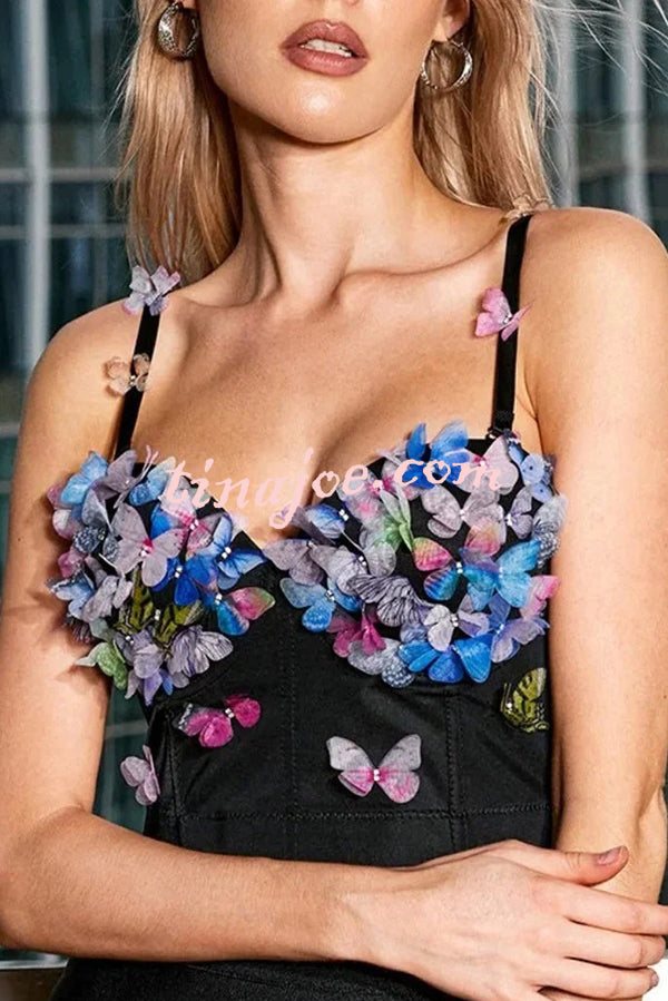 Butterfly Embellished Sexy Sling Backless Top