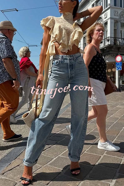 Versatile and Comfortable Denim High Rise Pocketed Straight Jeans