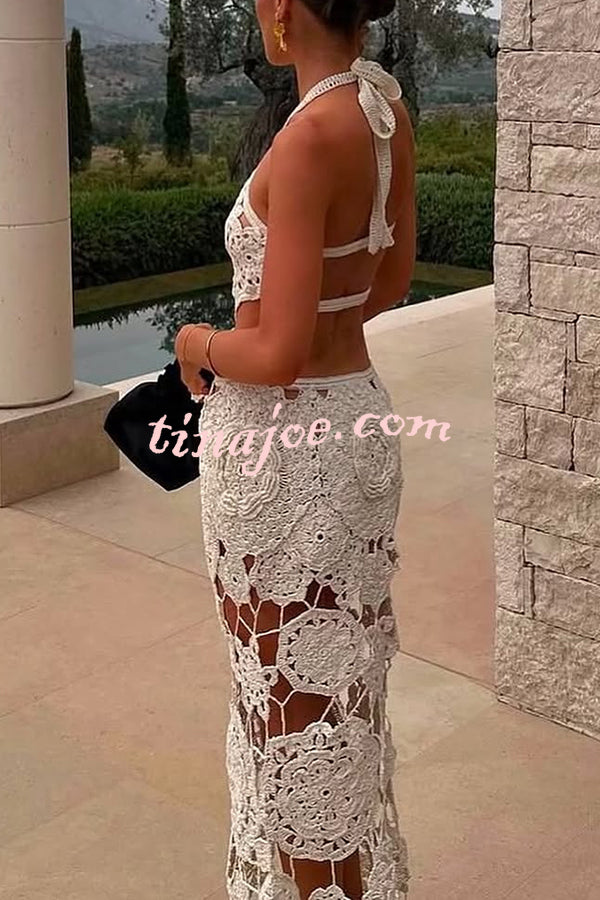 Sexy Halterneck Strapless Backless Knitted Holiday Maxi Dress