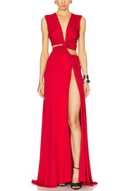 She¡¯s A Winner Jersey Triple Loop Cutout Stretch Maxi Dress