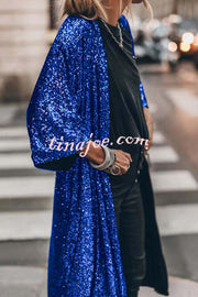 Disco Glamour Sequin Bell Sleeve Kimono