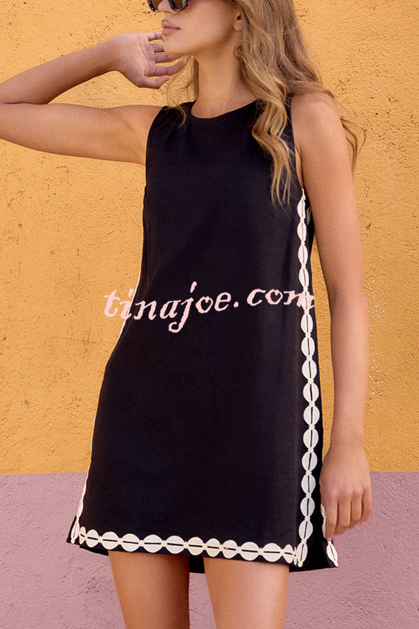 Unique Printed Round Neck Sleeveless Casual Loose Mini Dress