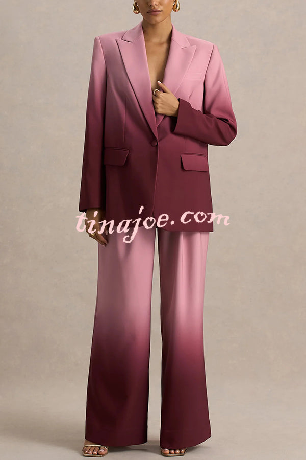 Enya Ombre Print Elastic Waist Pocketed Wide Leg Pants