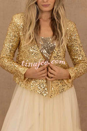 I'm Down To Party Sequin Open Front Crop Jacket