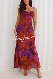 Fashion Tie-dye Backless Suspender Holiday Maxi Dress