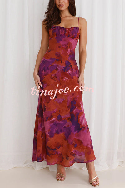 Fashion Tie-dye Backless Suspender Holiday Maxi Dress