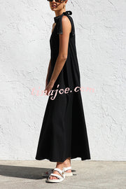 Solid Color One-shoulder Strappy Elegant Sloping Collar Loose Maxi Dress