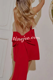 Cheerful Smile Oversized Detachable Bow Detail Off Shoulder Mini Dress