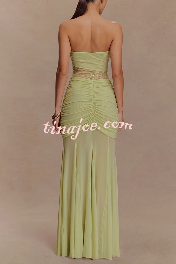 Fashion Lace Splicing Sexy Sleeveless Off-shoulder Slim Maxi Dress