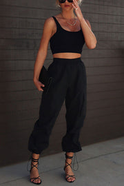 Let’s Rewind Nylon Elastic Waist Pocketed Cargo Pants