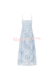 Simona Embroidered Starfish Pattern Backless Tie-up Slip Maxi Dress