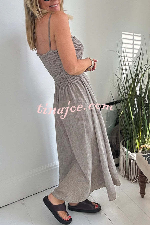 Solid Color Casual Short Jacket and Suspender Pleated Maxi Dress Set