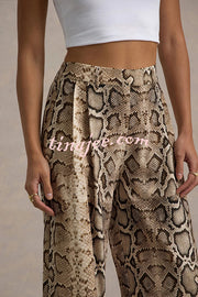 Hurley Ombre Snake Print Elastic Waist Pocketed Wide Leg Pants
