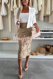 Ellien Solid Color Button Long Sleeve Crop Lapel Blazer