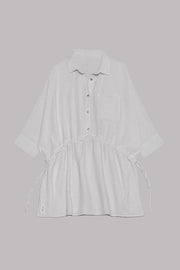 Sachin Linen Blend Adjustable Bands Pocket Oversized Shirt Mini Dress