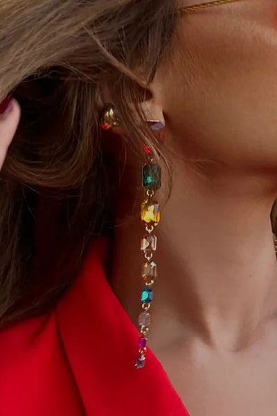 Colored Diamond Long Earrings