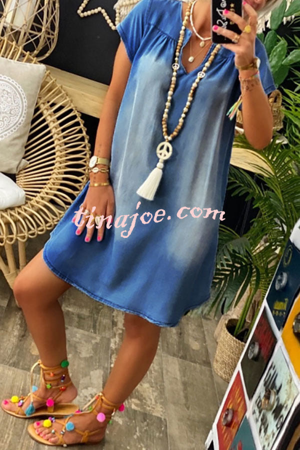 Loose Casual Short Sleeve Denim Mini Dress