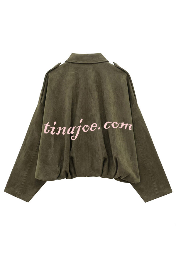 Fashion Lapel Long-sleeved Casual Bomber Jacket