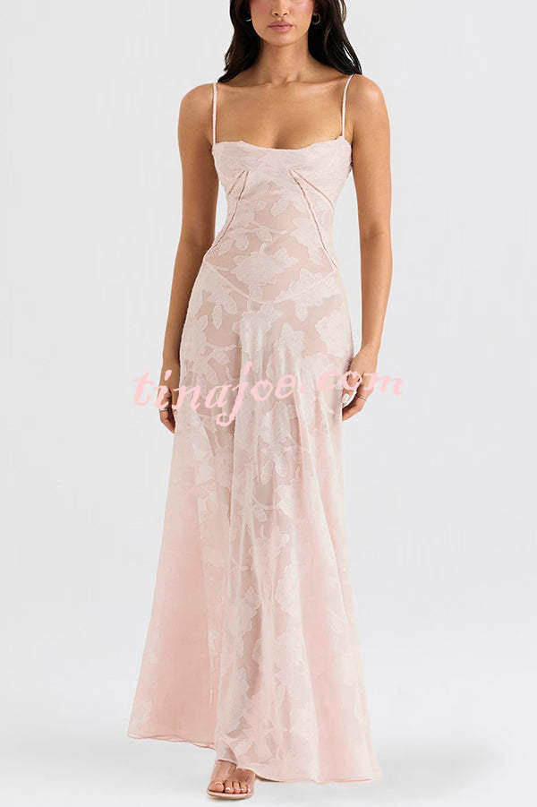 Fashion Sexy Suspenders See-through Holiday Slim Maxi Dress