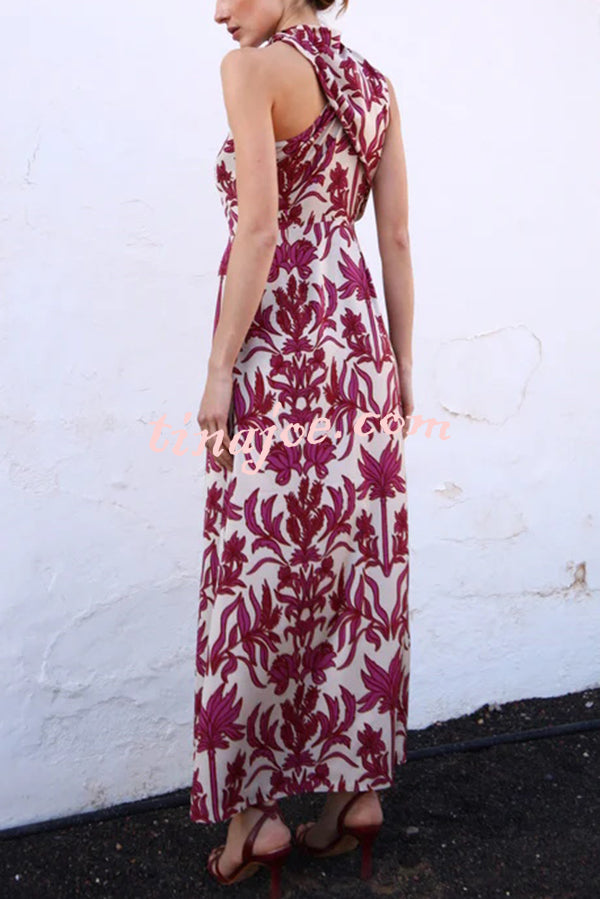 Unique Printed Fashion One Shoulder Casual Maxi Dress