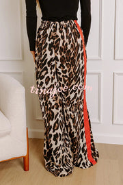 Leopard Print Elastic Waist Pocket Loose Wide Leg Pants