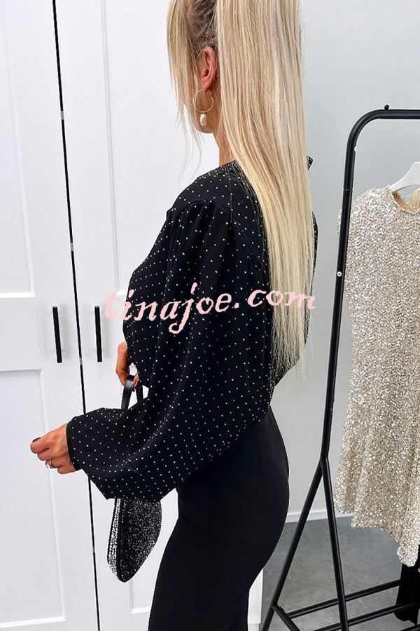 Fashionable Polka Dot Lantern Sleeve Loose Shirt