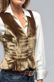 Retro Gold Velvet V-neck Sleeveless Vest