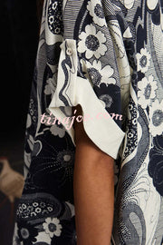 Linen Blend Lapel Short Sleeve Loose Top and Elastic Waist Casual Pocket Wide Leg Pants Set