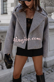 Fashionable British Lapel Long Sleeve Crop Jacket