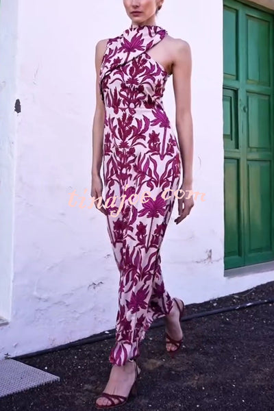 Unique Printed Fashion One Shoulder Casual Maxi Dress