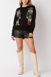 Christmas Soldier Sequined Fashion Casual Sweatshirt