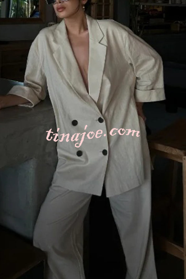 Fashionable Wrinkled Lapel Long-sleeved Loose Blazer