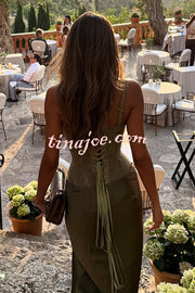 In A Fairytale Lace Corset Back Lace-up Slip Stretch Bodysuit