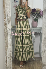 Unique Print Loose Pocket Holiday Maxi Skirt