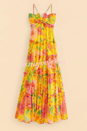 Blossom Feelings Printed Flower Design Halter A-line Maxi Dress