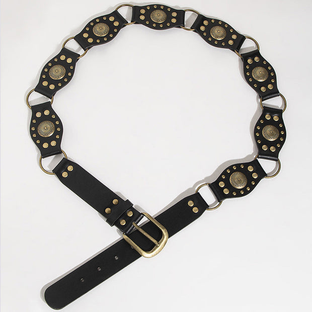 Vintage Rivet Metal Buckle Waist Belt