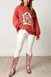 Christmas Candy House Sequined Casual Loose Sweatshirt