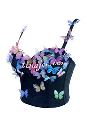 Butterfly Embellished Sexy Sling Backless Top