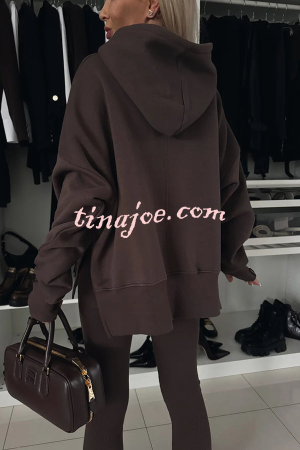 Fashion Loose Casual Hooded Long Sleeve Sweatshirt and Elastic Waist Leggings Set