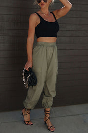 Let’s Rewind Nylon Elastic Waist Pocketed Cargo Pants