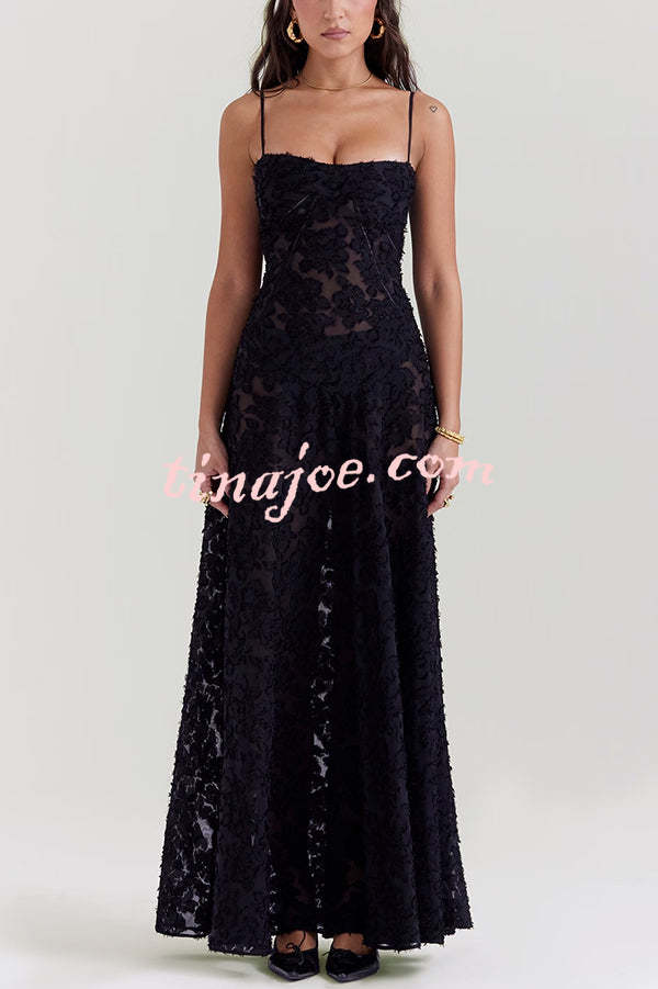 Fashion Sexy Suspenders See-through Holiday Slim Maxi Dress