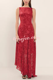 Fashion Jacquard Elegant Backless Lace-up Slim Irregular Maxi Dress