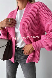 Solid Color V-neck Long-sleeved Casual Knitted Cardigan